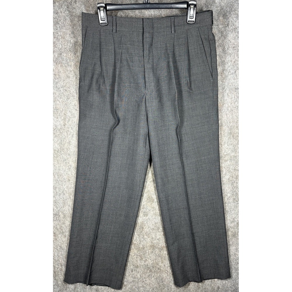 Towncraft Mens 33x27 Gray Pleated Dress Pants Wool Blend Trousers Slacks